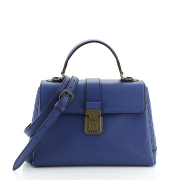 Bottega Veneta Piazza Top Handle Bag Leather with Intrecciato Detail Small