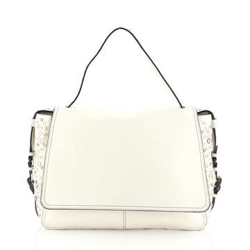Bottega Veneta Flap Messenger Bag Leather with Grommet Intrecciato Nappa Detail Large