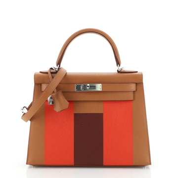 Kelly Lettre Handbag Gold Epsom with Palladium Hardware 28