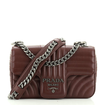 Chain Flap Shoulder Bag Diagramme Quilted Leather Small