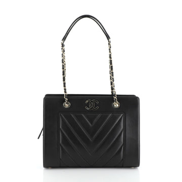 Mademoiselle Vintage Shopping Tote Chevron Sheepskin Medium