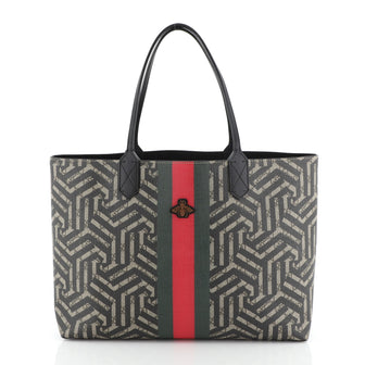 Gucci Bee Web Shopping Tote Caleido Print GG Coated Canvas Medium