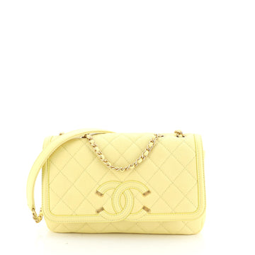 Filigree Flap Bag Quilted Caviar Small