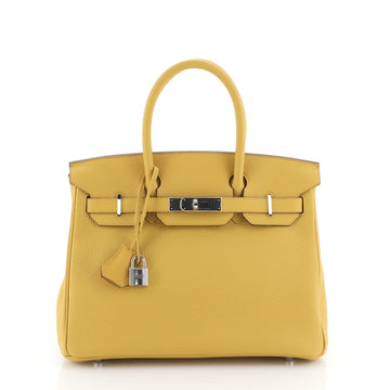 Birkin Handbag Jaune Ambre Clemence with Palladium Hardware 30