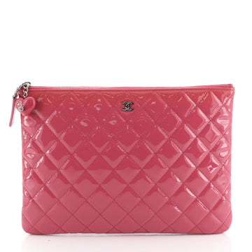 Valentine Hearts O Case Clutch Quilted Patent Medium