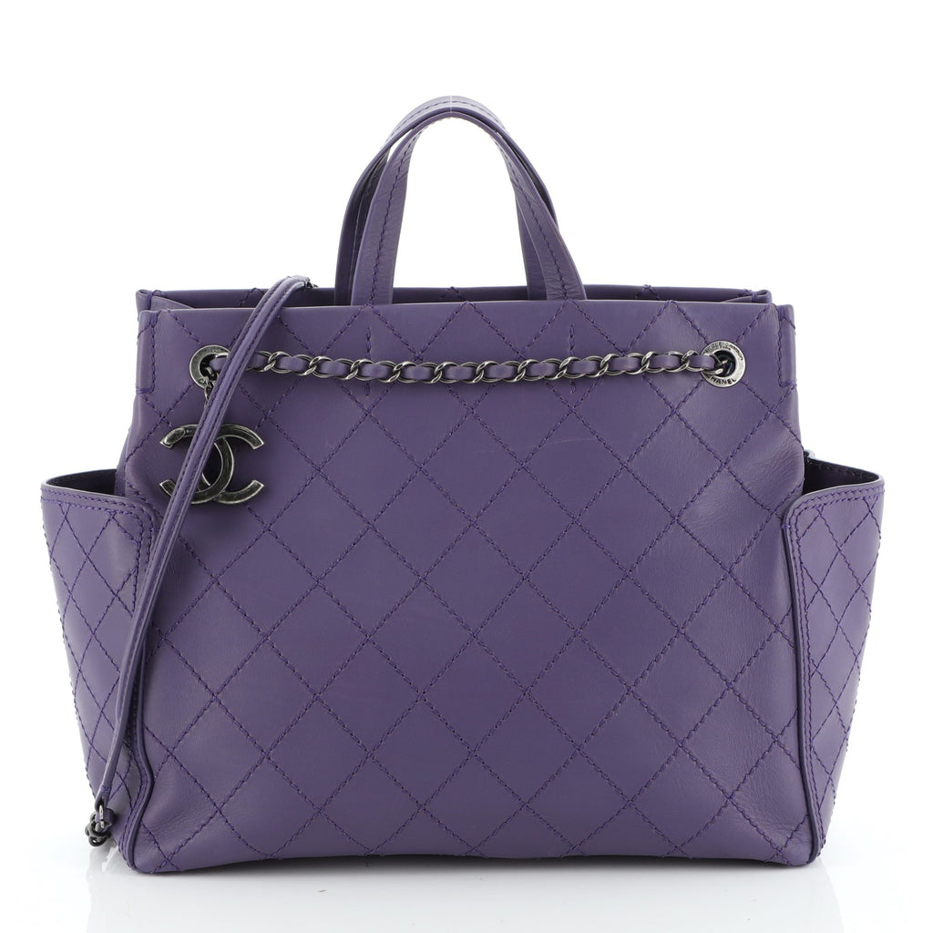 Chanel CC Pocket Tote Quilted Calfskin Medium Purple 5082448