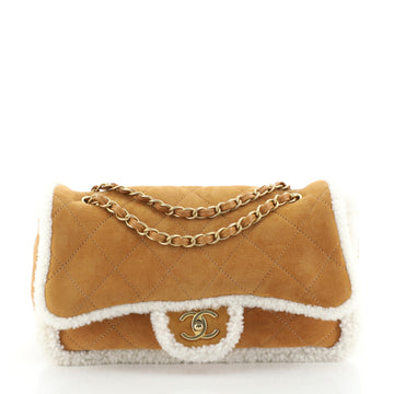 Coco Neige Flap Bag Quilted Suede with Shearling Large