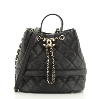 CHANEL Caviar Quilted Mini Bucket Bag Black 995580