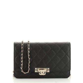 Golden Class Wallet on Chain Quilted Caviar