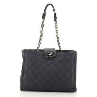 Chanel Turn Around Ligne Tote Quilted Washed Caviar Medium
