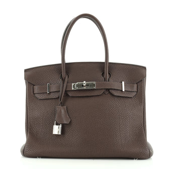 Birkin Handbag Chocolate Togo with Palladium Hardware 30