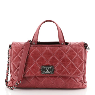 Convertible Boy Satchel Quilted Glazed Calfskin Large