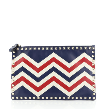 Rockstud Pouch Printed Leather Large
