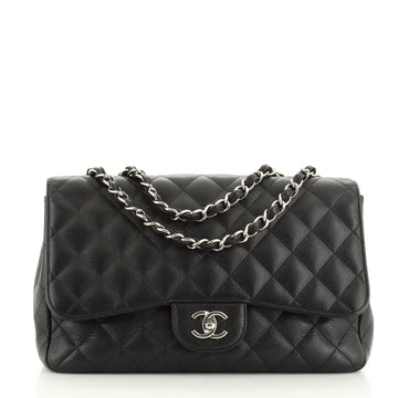 Chanel Vintage Classic Single Flap Bag Quilted Caviar Jumbo