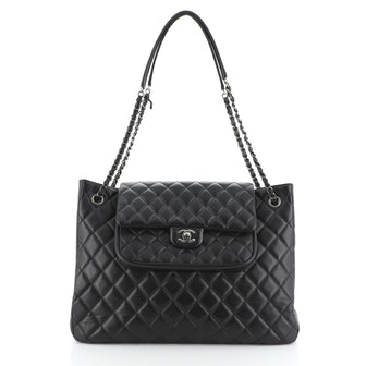 Classic Flap Shopping Tote Quilted Lambskin Large