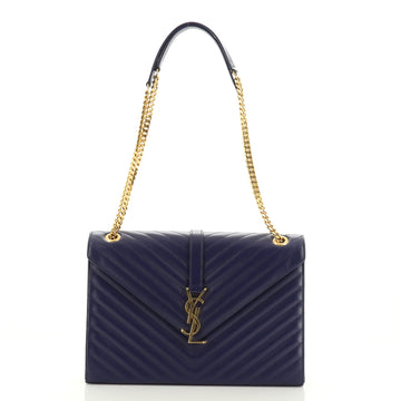Saint Laurent Classic Monogram Envelope Satchel Matelasse Chevron Leather Large