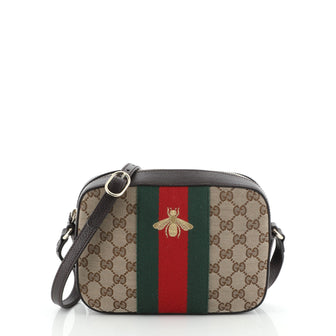 Gucci Bee Web Camera Bag GG Canvas 