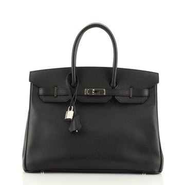 Birkin Handbag Noir Epsom with Palladium Hardware 35
