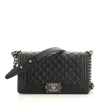 Boy Flap Bag Quilted Caviar Old Medium