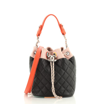 Chanel Pink Quilted Leather Drawstring Bucket Bag Chanel