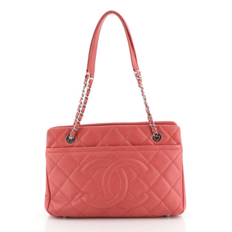 Timeless CC Shopping Tote Quilted Caviar Medium