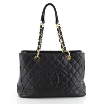 Grand Shopping Tote Quilted Caviar