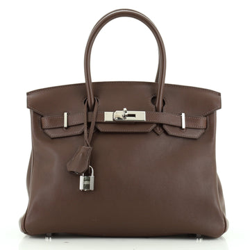 Birkin Handbag Ebene Swift with Palladium Hardware 30