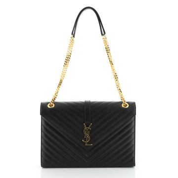 Classic Monogram Envelope Satchel Matelasse Chevron Leather Large