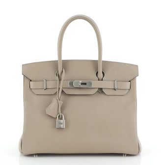 Hermes Birkin Handbag Bicolor Chevre Mysore with Brushed Palladium Hardware 30