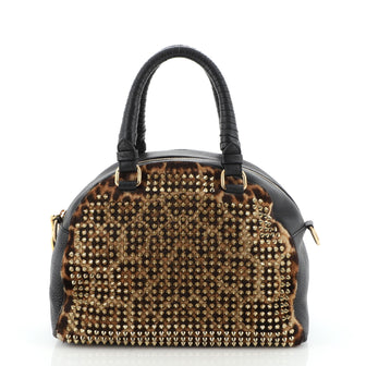 Panettone Convertible Satchel Spiked Pony Hair with Leather Small