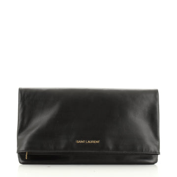 Letters Fold Over Clutch Leather