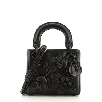 Ultra Matte Lady Dior Bag Flower Embroidered Lambskin Mini