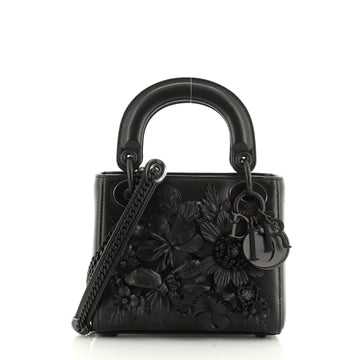 Ultra Matte Lady Dior Bag Flower Embroidered Lambskin Mini