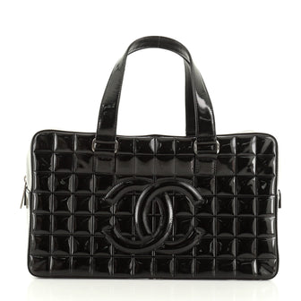 Chocolate Bar CC Bowler Bag Quilted Patent Large