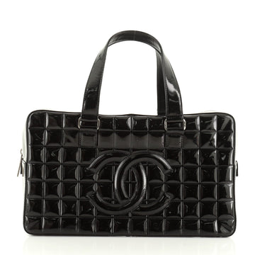 Chocolate Bar CC Bowler Bag Quilted Patent Large