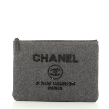 Chanel Deauville Pouch Denim with Sequins Medium