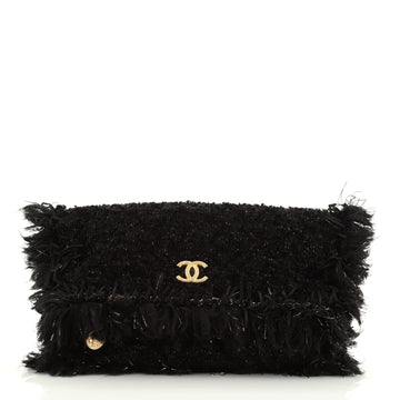 Chanel Paris Cosmopolite Flap Fringe Clutch Quilted Tweed Medium
