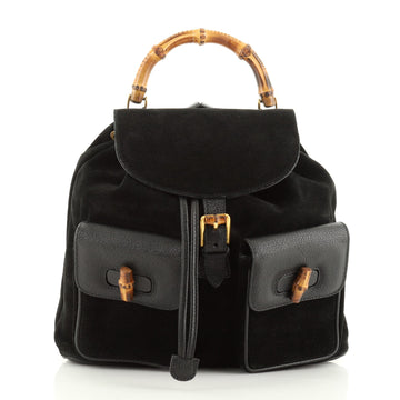 Gucci Vintage Bamboo Backpack Suede Medium