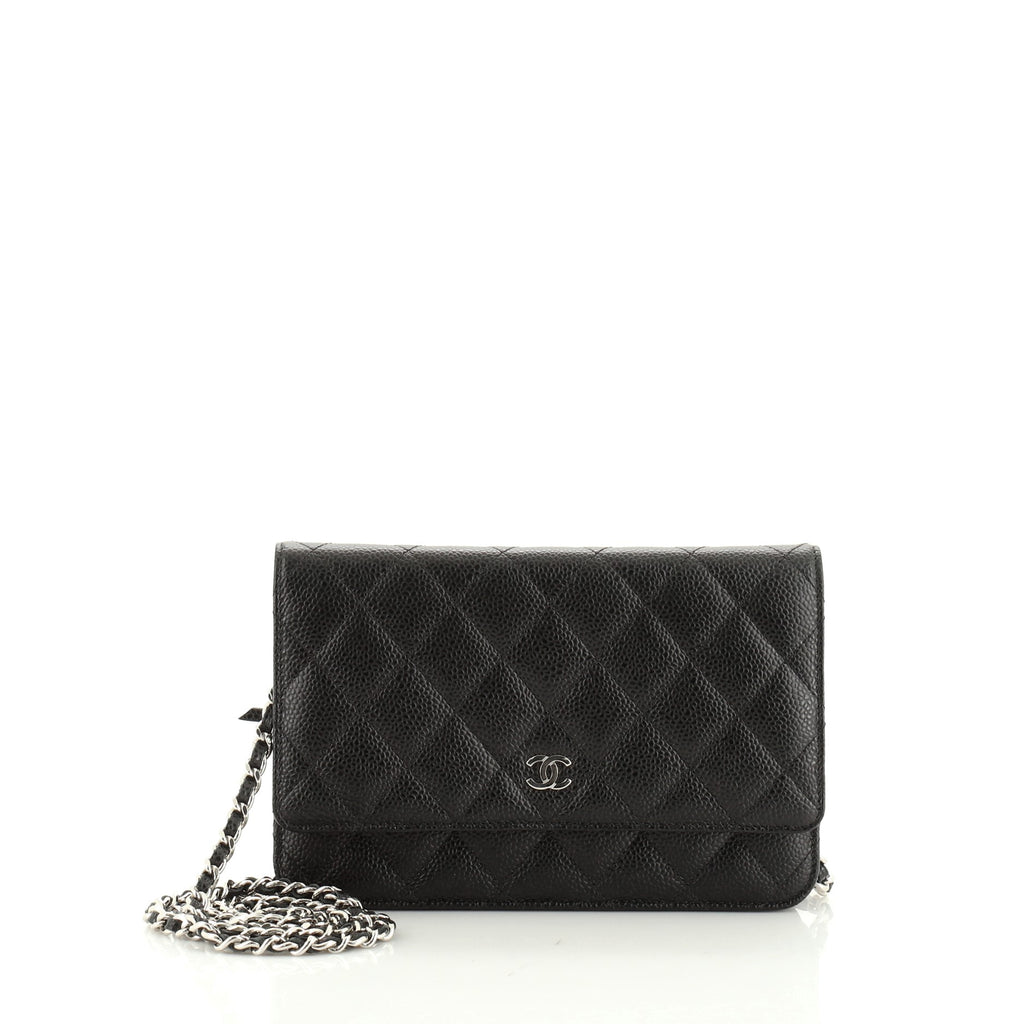 chanel quilted wallet on chain black