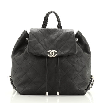 Chanel Braided With Style Drawstring Backpack Quilted Calfskin Medium