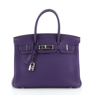 Hermes Birkin Handbag Purple Togo with Palladium Hardware 30