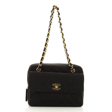 Chanel Vintage Front Pocket Camera Bag Quilted Jersey Medium