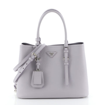 Prada Covered Strap Cuir Double Tote Saffiano Leather Medium