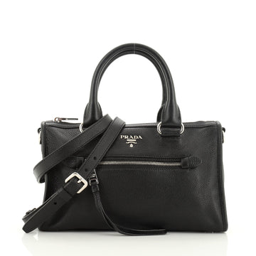 Prada Front Zip Convertible Satchel Vitello Phenix Small