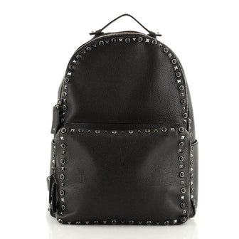 Valentino Rolling Rockstud Backpack Leather with Cabochons Large