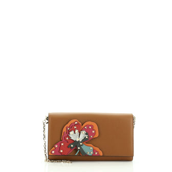 Valentino Rockstud Wallet On Chain Leather with Applique 