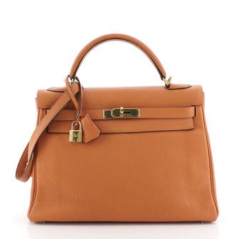 Hermes Kelly Handbag Orange Togo with Gold Hardware 32