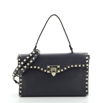 Valentino Rockstud Flip Lock Flap Bag Leather Medium