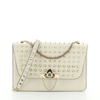 Valentino Rockstud Demilune Shoulder Bag Studded Leather Small
