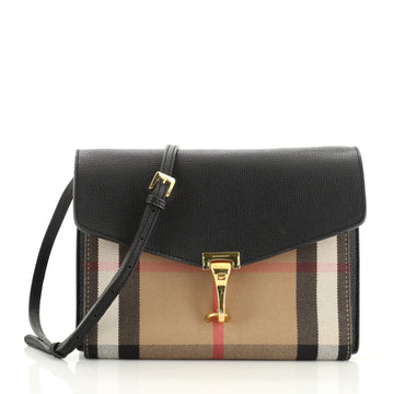 Burberry Macken Crossbody Bag Leather and House Check Canvas Small